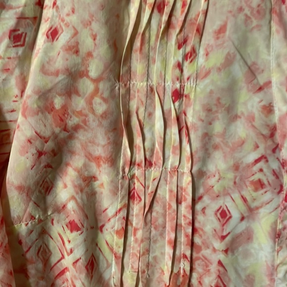 Gloria Vanderbilt Women’s L Button Down Pleated Pink Splash Blouse Tie Sleeve - Picture 3 of 12